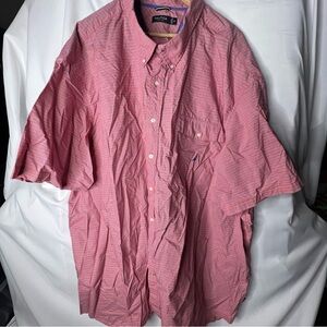 Nautica Mens Short Sleeve Button Up Collared Shirt Red Checked Size 6XL